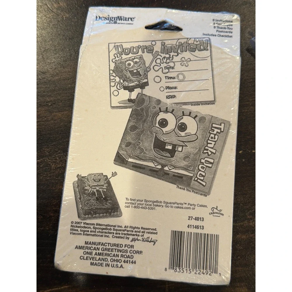 SpongeBob SquarePants Invitations 8 ct 2007 Vintage Birthday‎ Cards Nickelodeon